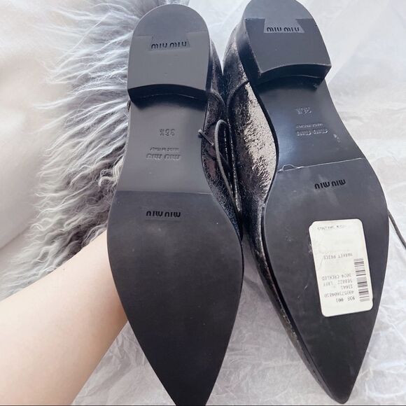 NEW Miu Miu Oxford lace up shoes size 36.5 in silver - Picture 4 of 9